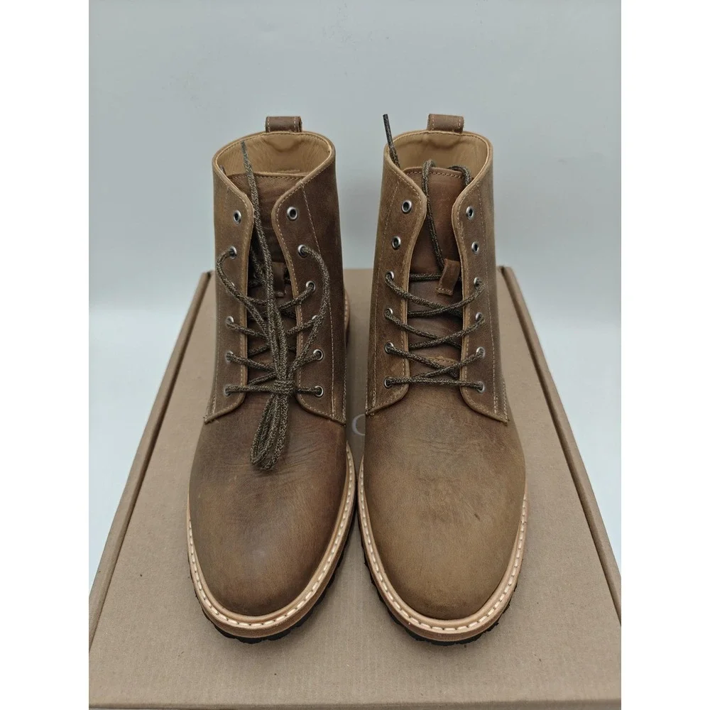Nisolo Boots Mens Size 8 Brown Leather Martin All-Weather Ankle Combat Lug Sole‎