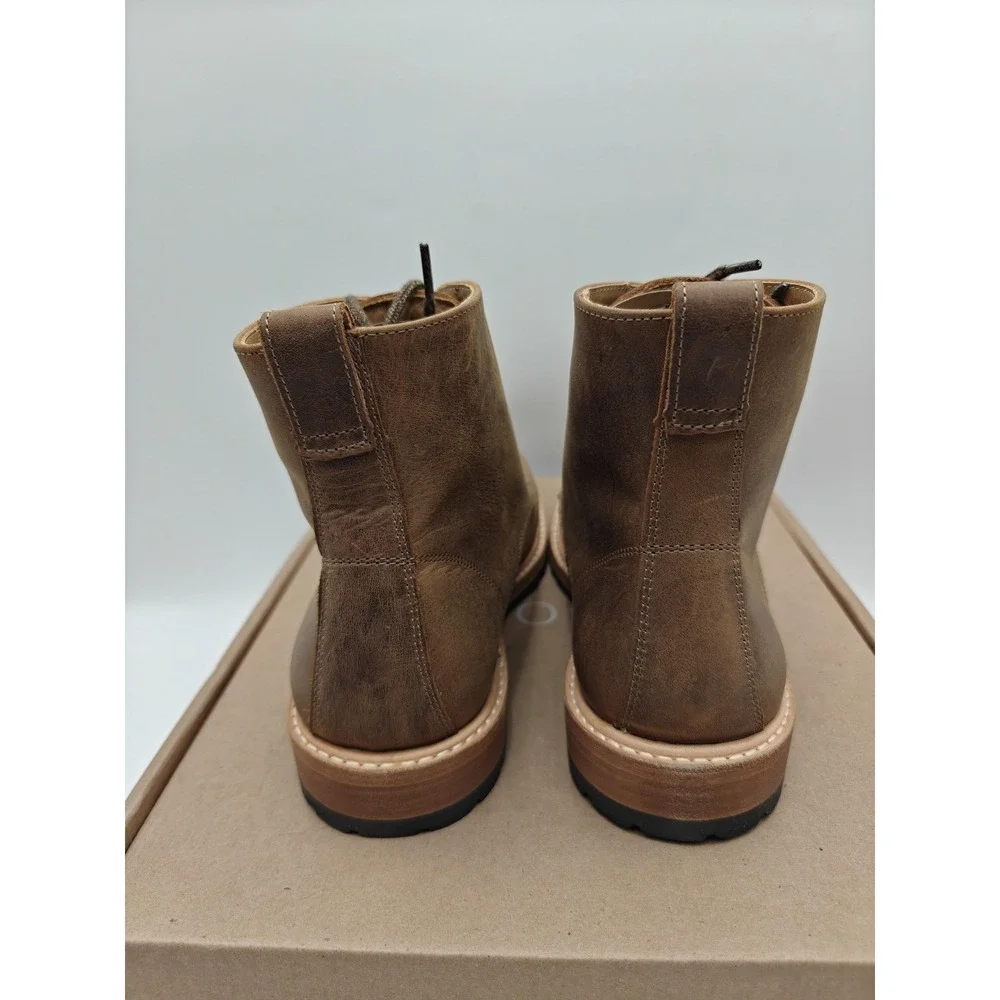 Nisolo Boots Mens Size 8 Brown Leather Martin All-Weather Ankle Combat Lug Sole‎