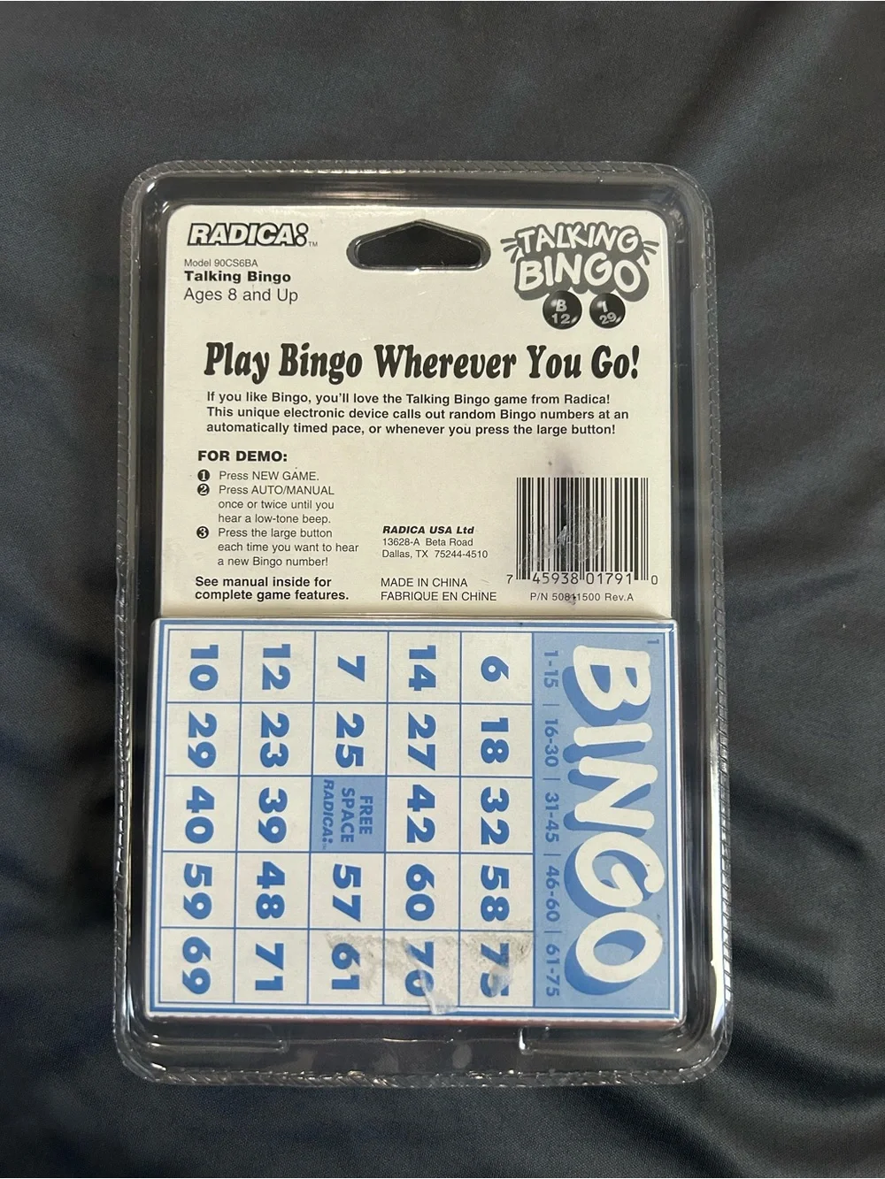 Vintage Radica Talking Bingo Electronic Game Model 90CS6BA