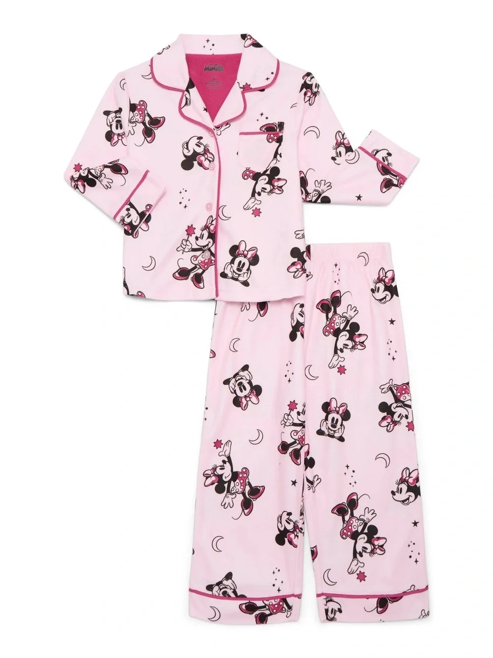 Disney Pink Minnie Mouse Pajama Set with Black & White Accents