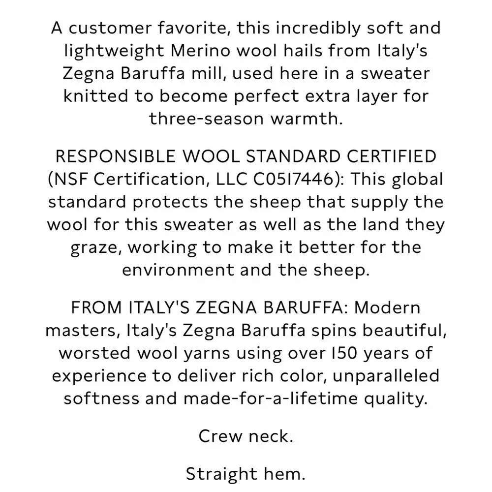 Banana Republic Italian Merino Yarn Crewneck Sweater Size Large