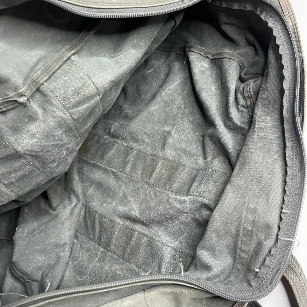 Vintage Waxed Canvas Flight Bag Military Style Duffel Olive Drab Large Utility