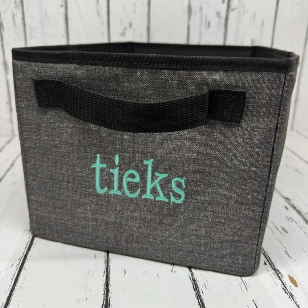 Thirty-One Storage Tote personalized w/ Tieks - Black & Gray