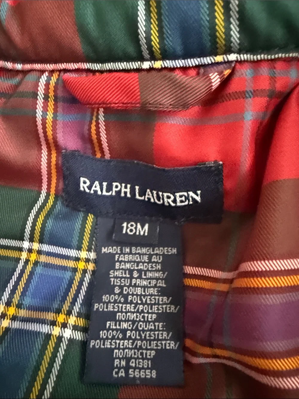 Ralph Lauren Red Plaid Quilted Puffer Jacket