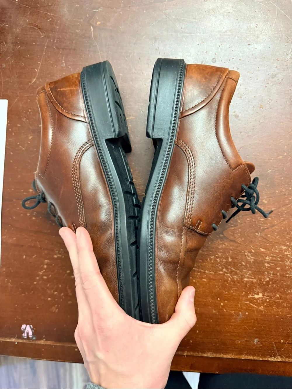Ecco men’s 45. Size 11 leather tie boat office career chestnut vintage shoes