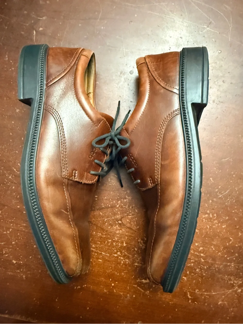 Ecco men’s 45. Size 11 leather tie boat office career chestnut vintage shoes