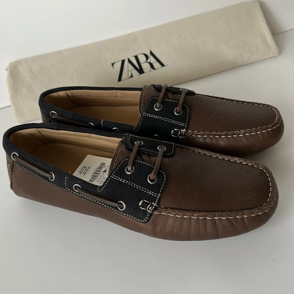 Zara Men's Brown and Black Loafers
