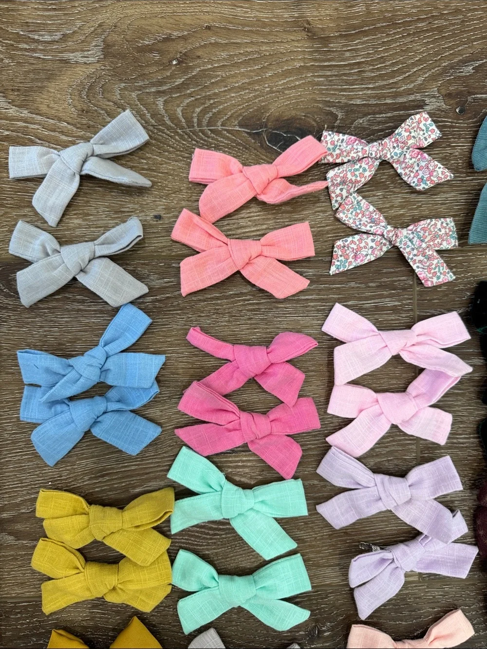 Assorted Girls' Fabric Mini Hair Bows - Pack of Mixed Colors