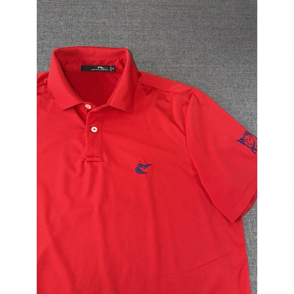 RLX Ralph Lauren Polo Shirt Men's Medium Red Golf Performance Short Sleeve Logo