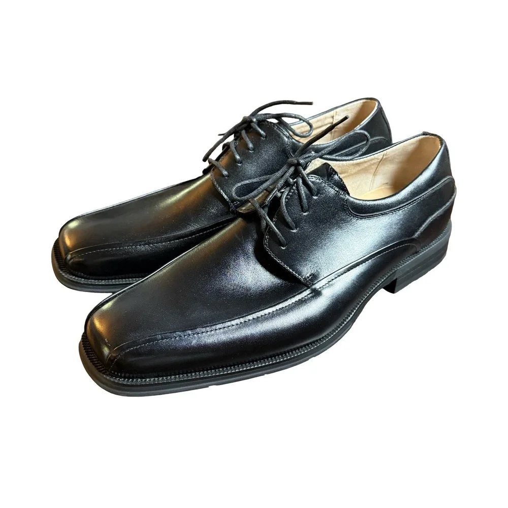 Florsheim Cortland Oxford Mens 10.5D Black Leather Square Toe Dress Shoes Office
