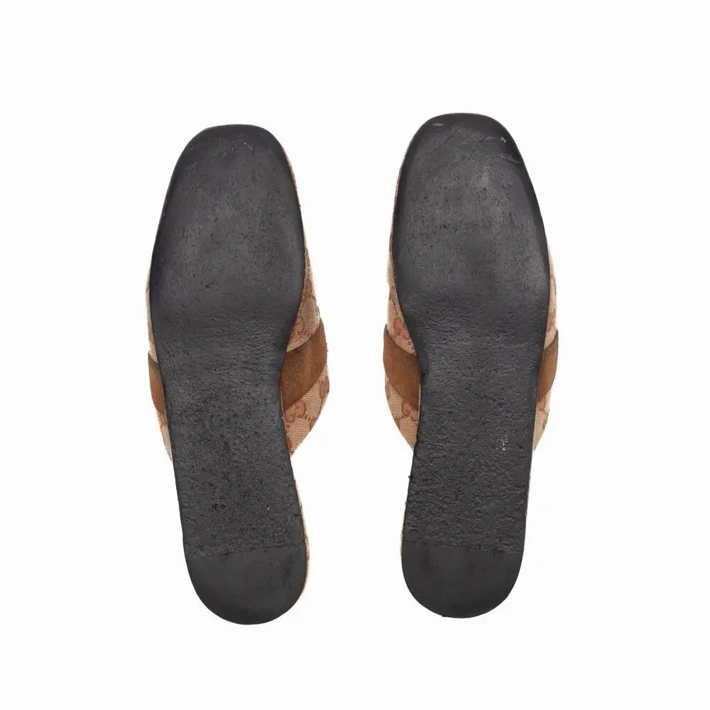 Gucci Men’s Pericle Canvas Monogram Brown Horsebit Slippers Mules 43.5 US10.
