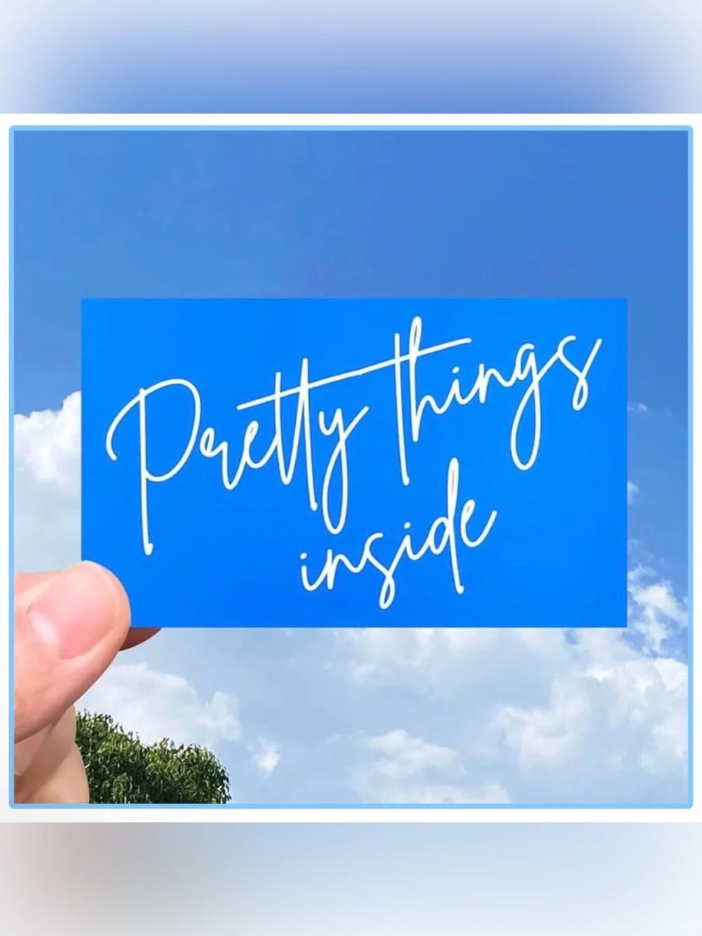 Bright Blue Card with White Script 
