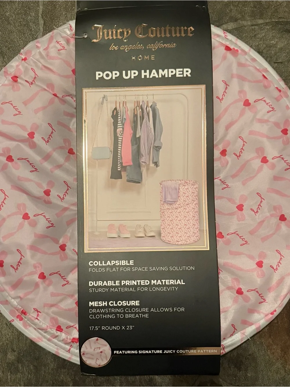 Juicy Couture Pink Patterned Pop Up Hamper