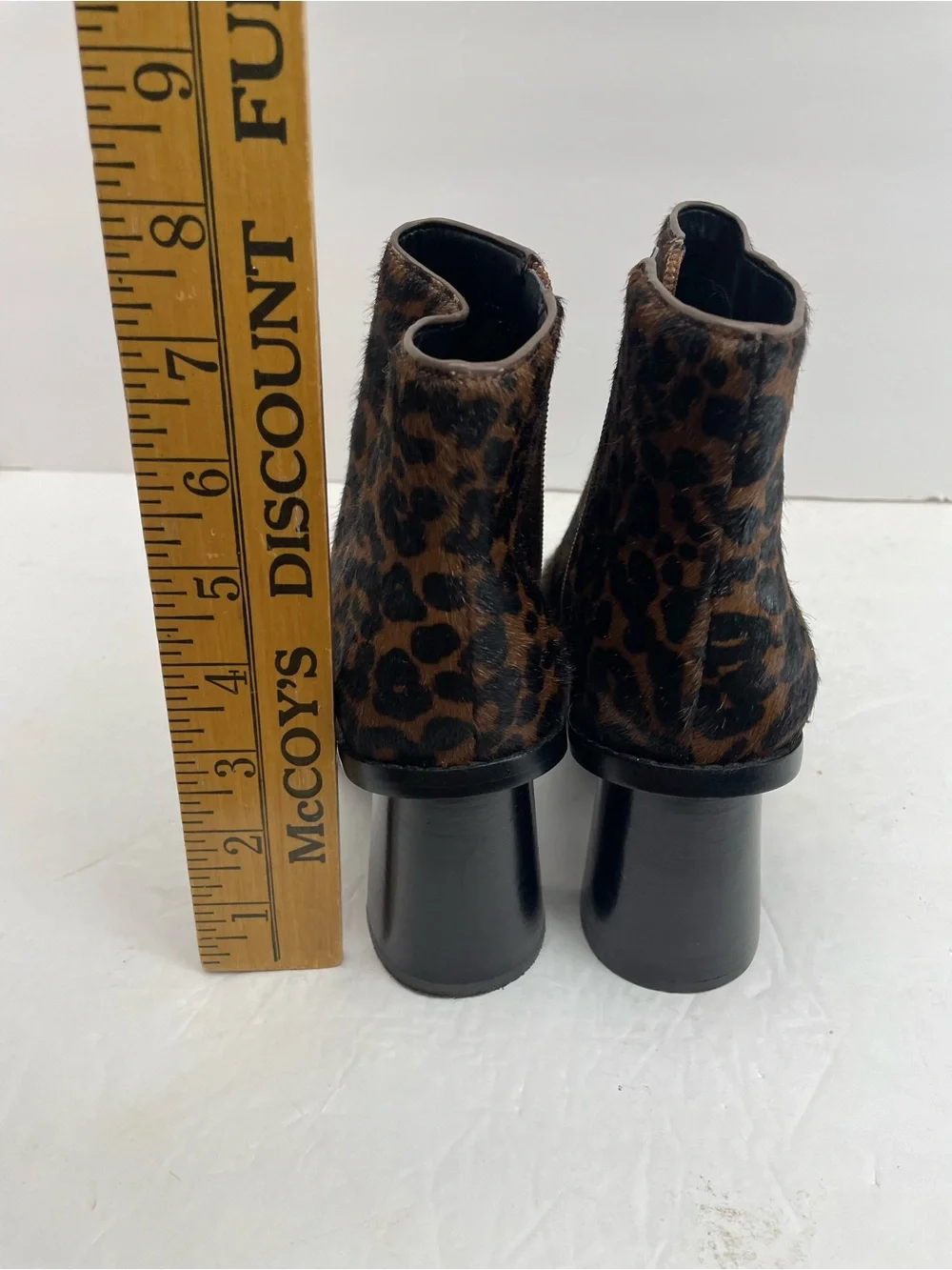 Gibson Latimer Vina Leopard Print Cow Hair Block Heel Ankle Boots Size 6.5
