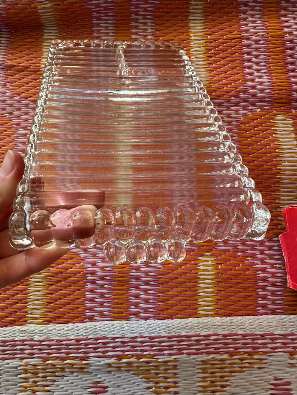 Vintage hazel atlas Clear Glass Sectioned Serving Tray with glass
