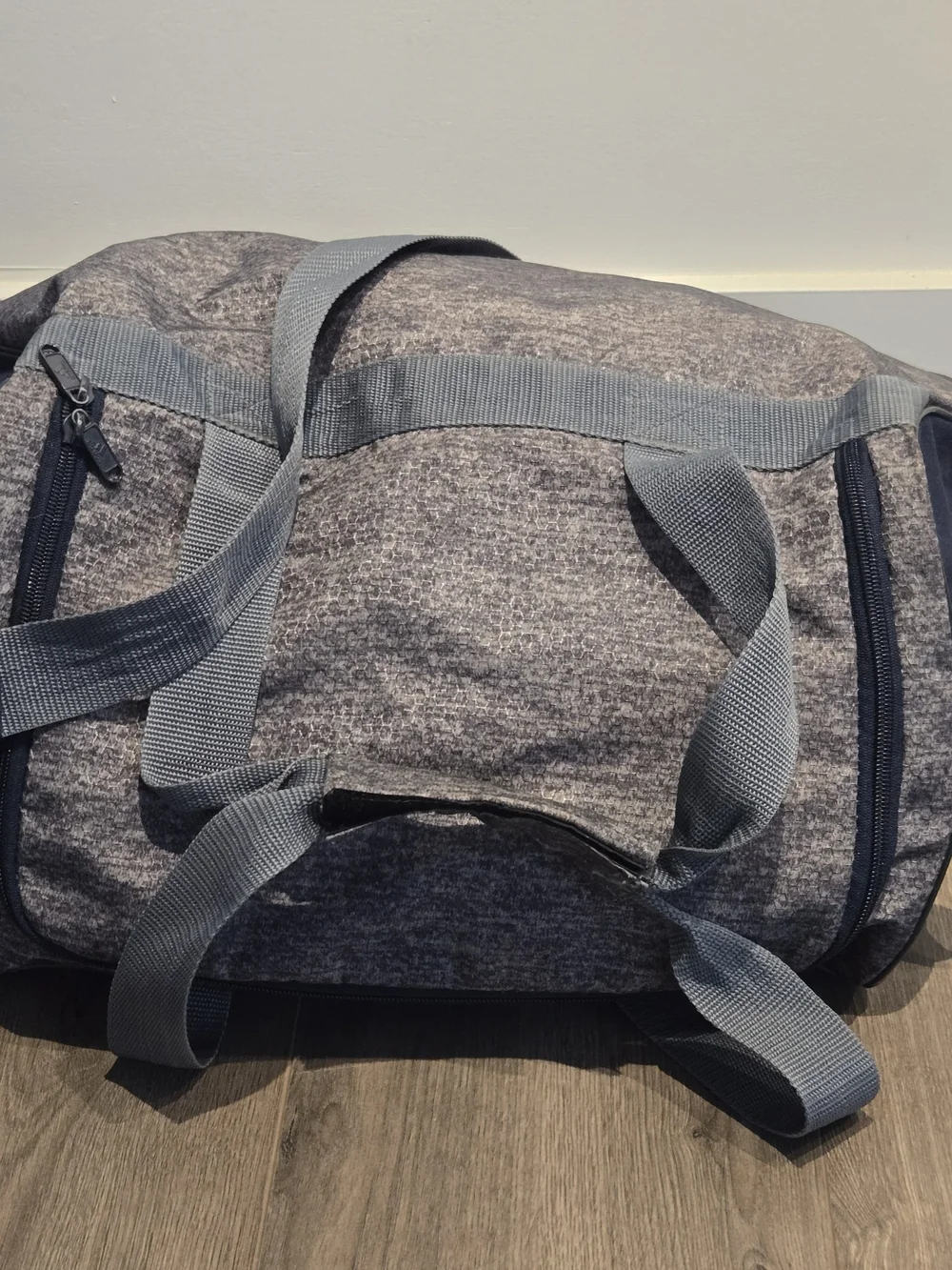 Adidas Duffle Gym Bag Travel Carry All Gray Blue Shoulder Strap Logo