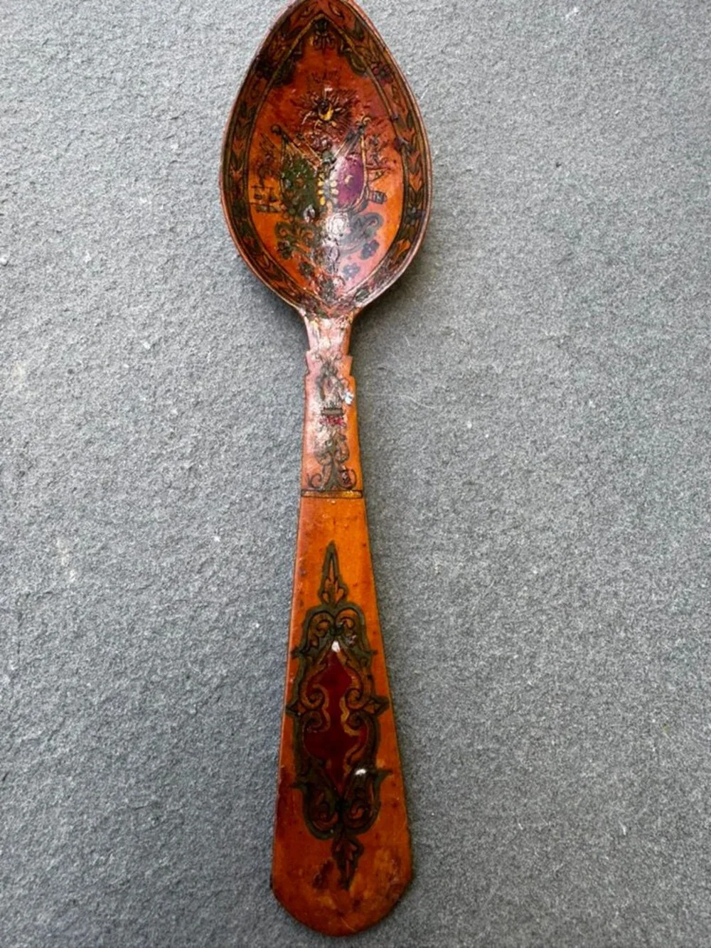 Vintage Hand Painted Turkish Wooden Spoon | Decorative Folk Art 8
