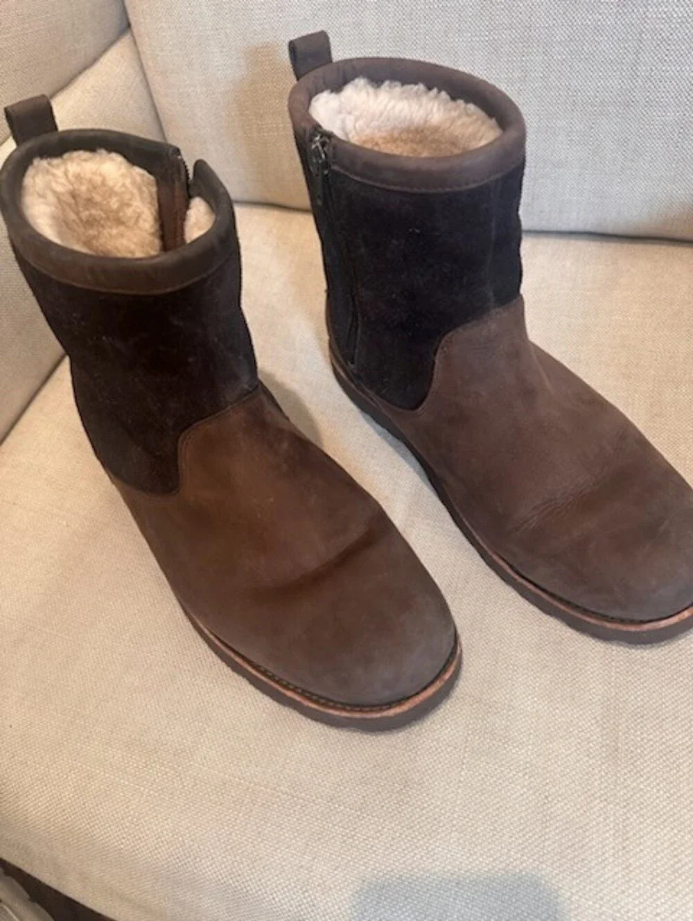 UGG Brown and Black Shearling Short Boots