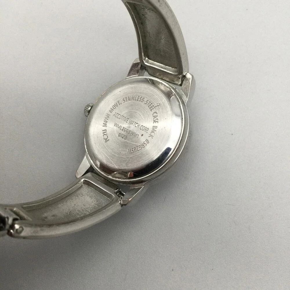 Accutime Womens Watch 25mm Southwest Silver Tone Stretch Band New Battery