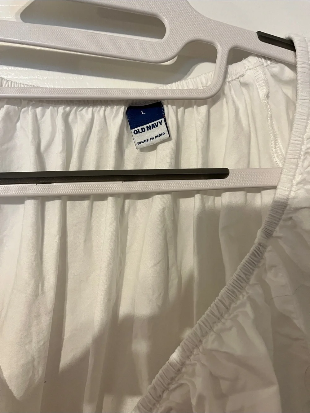 Old Navy White Smocked V-Neck Peplum Blouse