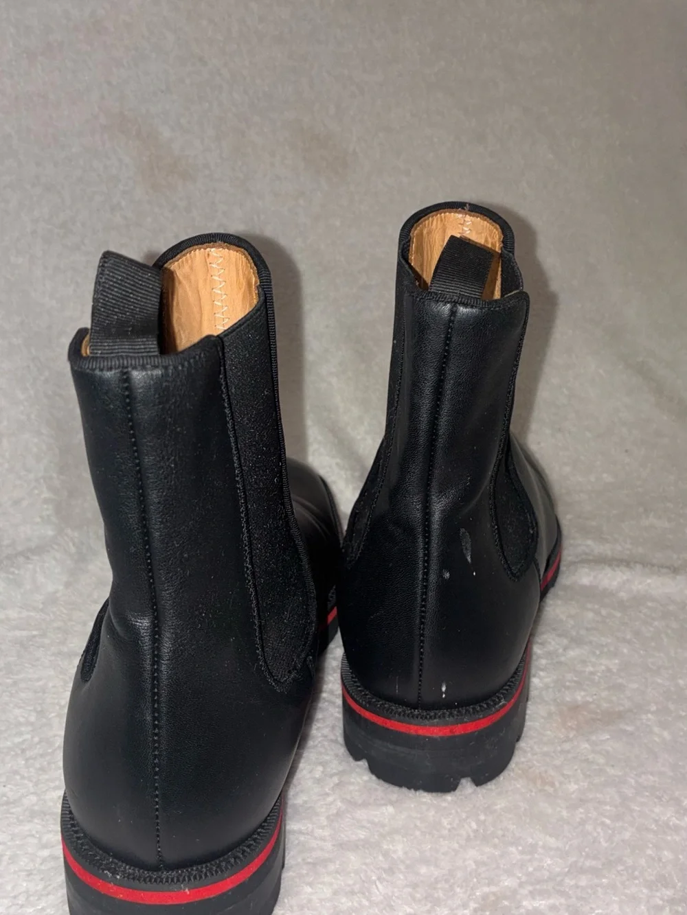 Men's Black Leather Chelsea Boots with Red-Trim Sole