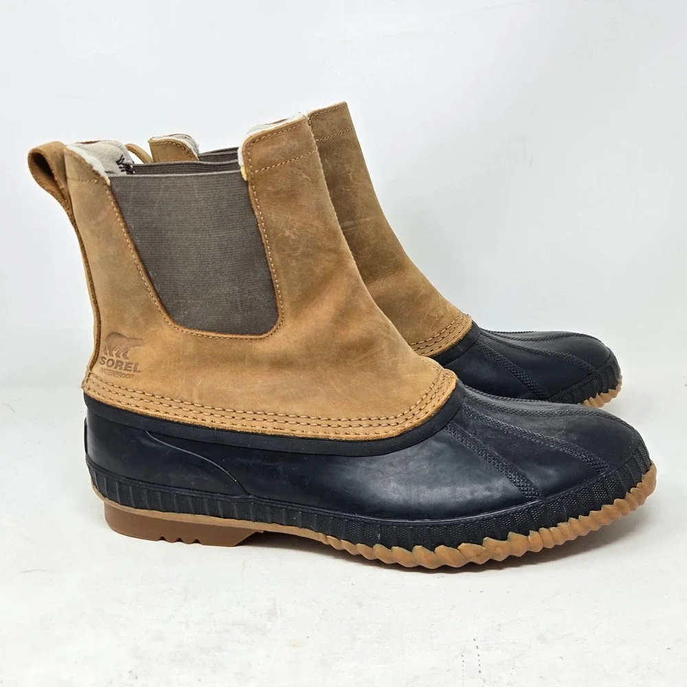 Sorel Cheyanne II Chelsea Waterproof Duck Boots Mens 12‎ Tan Black NM2609-286