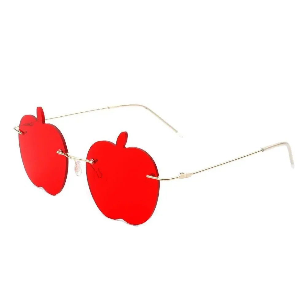 Funky Chic Rimless Apple Shape Red Sunglasses Party Fun Vibes
