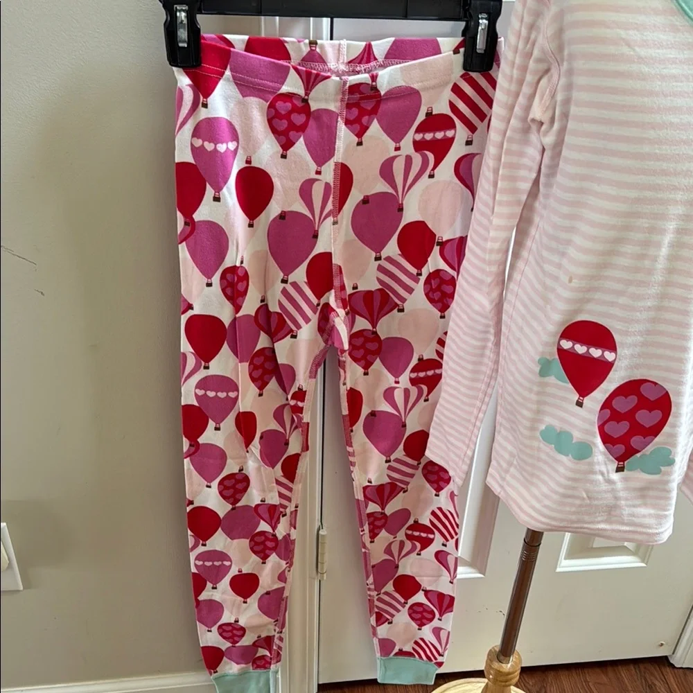 Hanna Andersson Girls Organic Cotton Pink & Red Balloon Long Johns Pajama Set