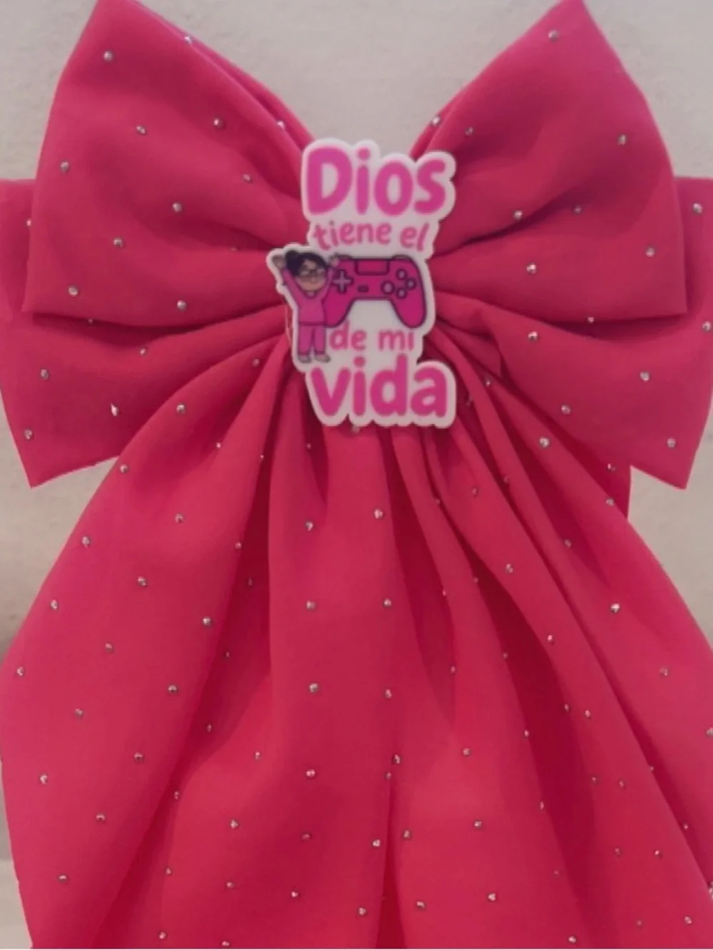 Hot Pink Rhinestone Bow Hair Clip