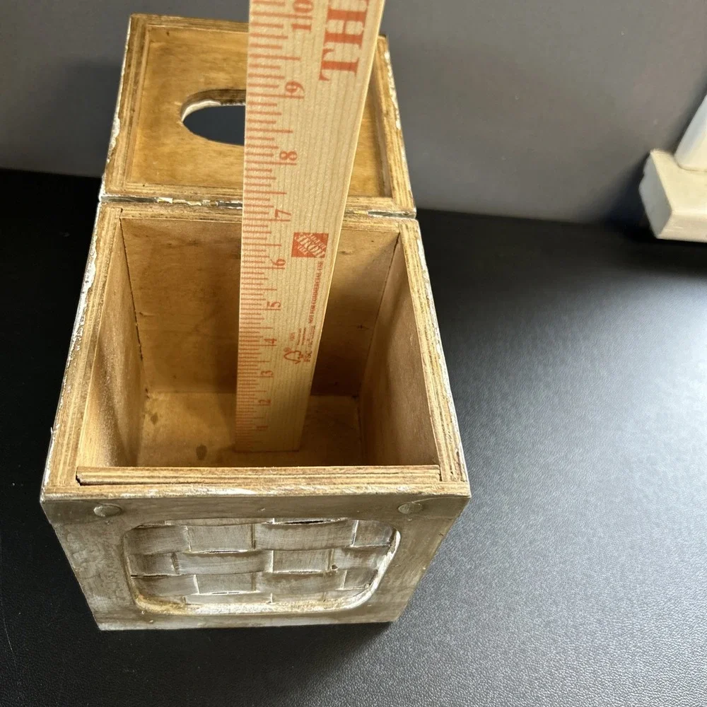 Rustic Cabin Upcycled Wooden Tissue Box Cover Square Facial Holder Hinged Lidded