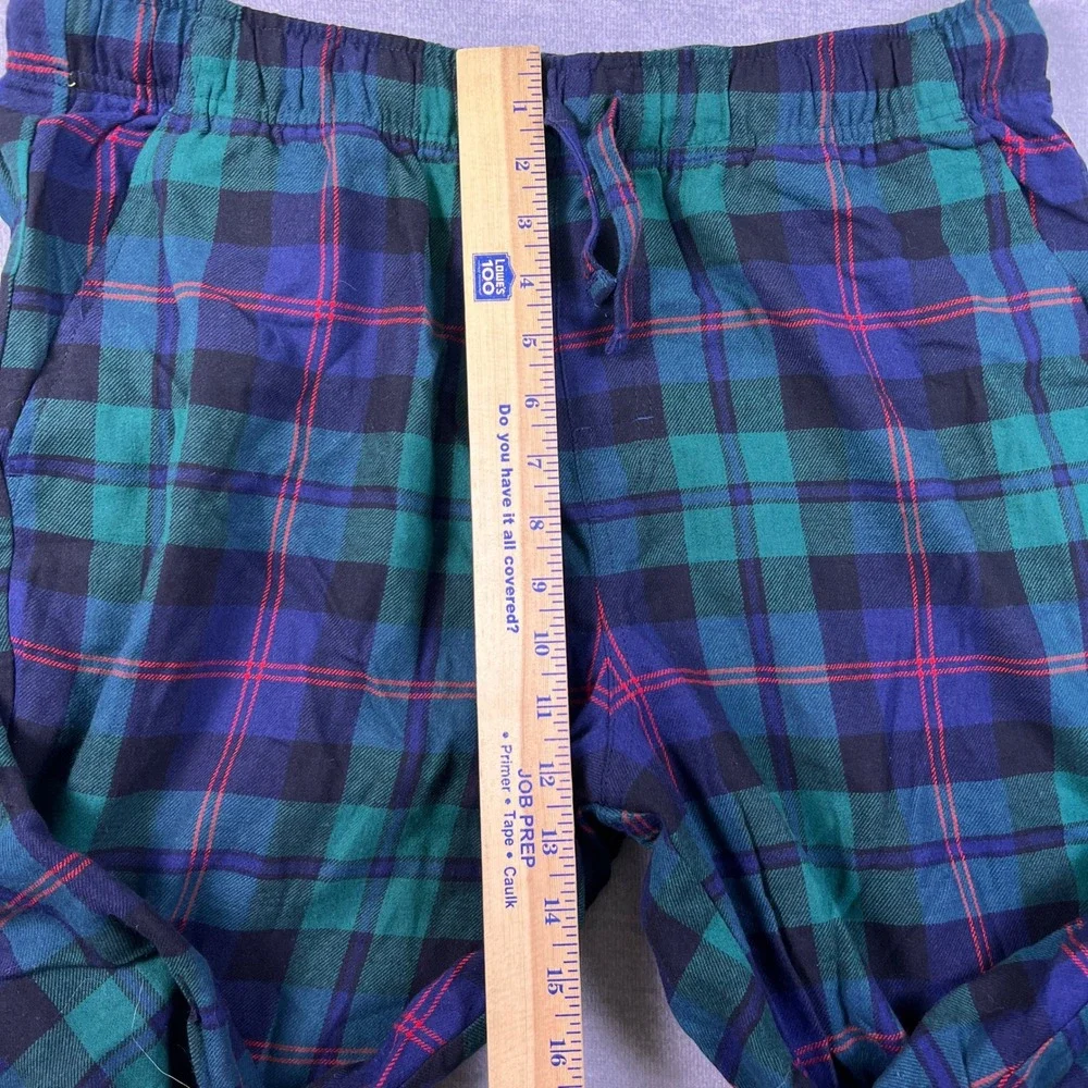 Old Navy Flannel Plaid Drawstring Mid Rise Pajama Pants Mens L Green Cotton