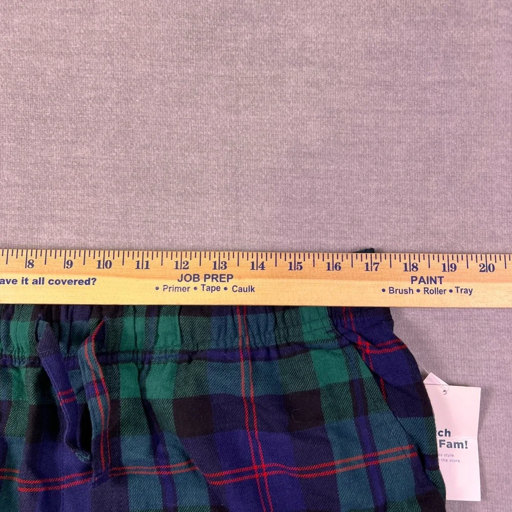 Old Navy Flannel Plaid Drawstring Mid Rise Pajama Pants Mens L Green Cotton