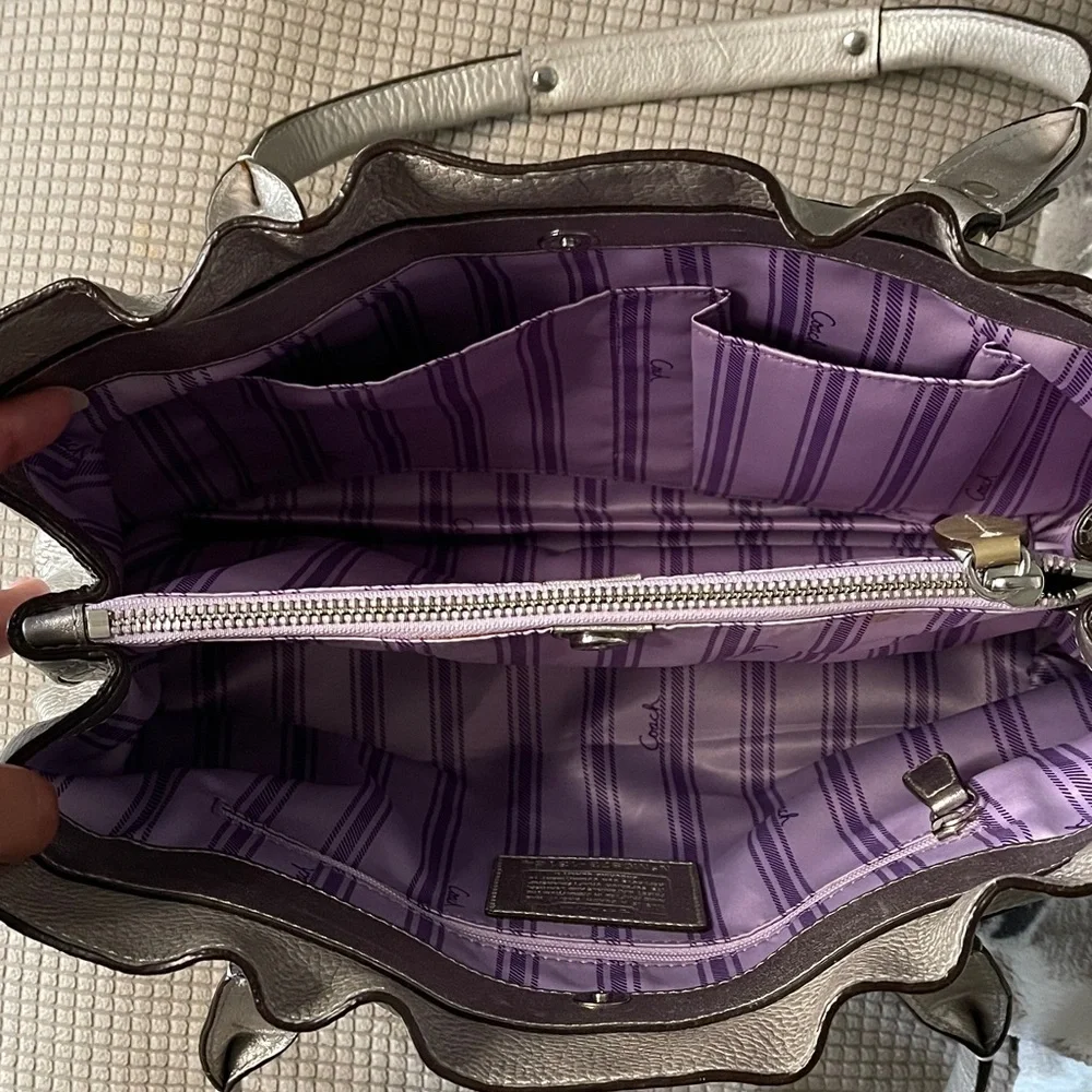 Coach Penelope Metallic Silver Shoulder Bag