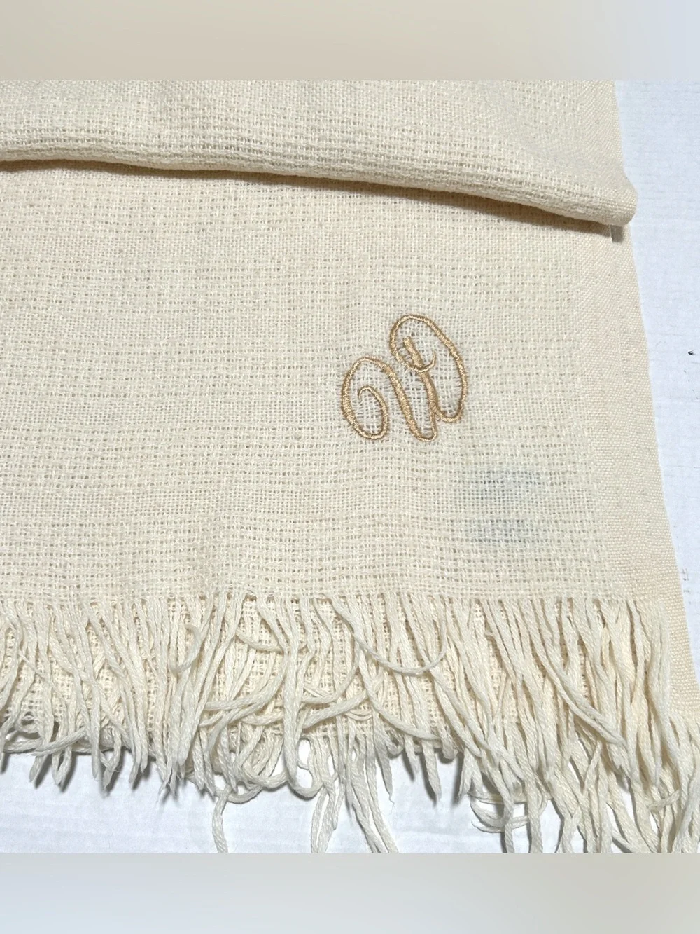 Faribault Cream Wool-Blend Throw Blanket