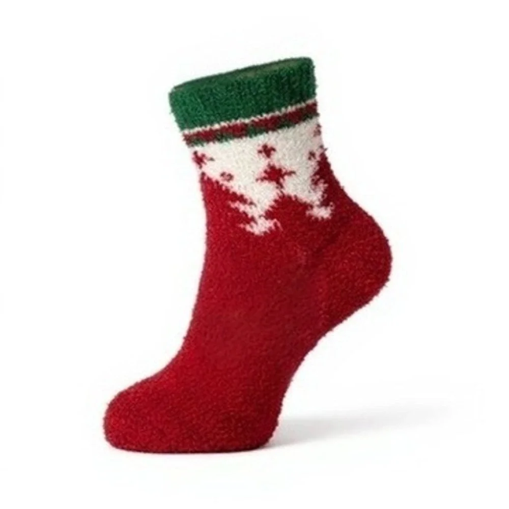 Christmas Heavy Fuzzy Soft Warm Novelty Socks 5pk Reindeer Santa 7-11 NEW‎