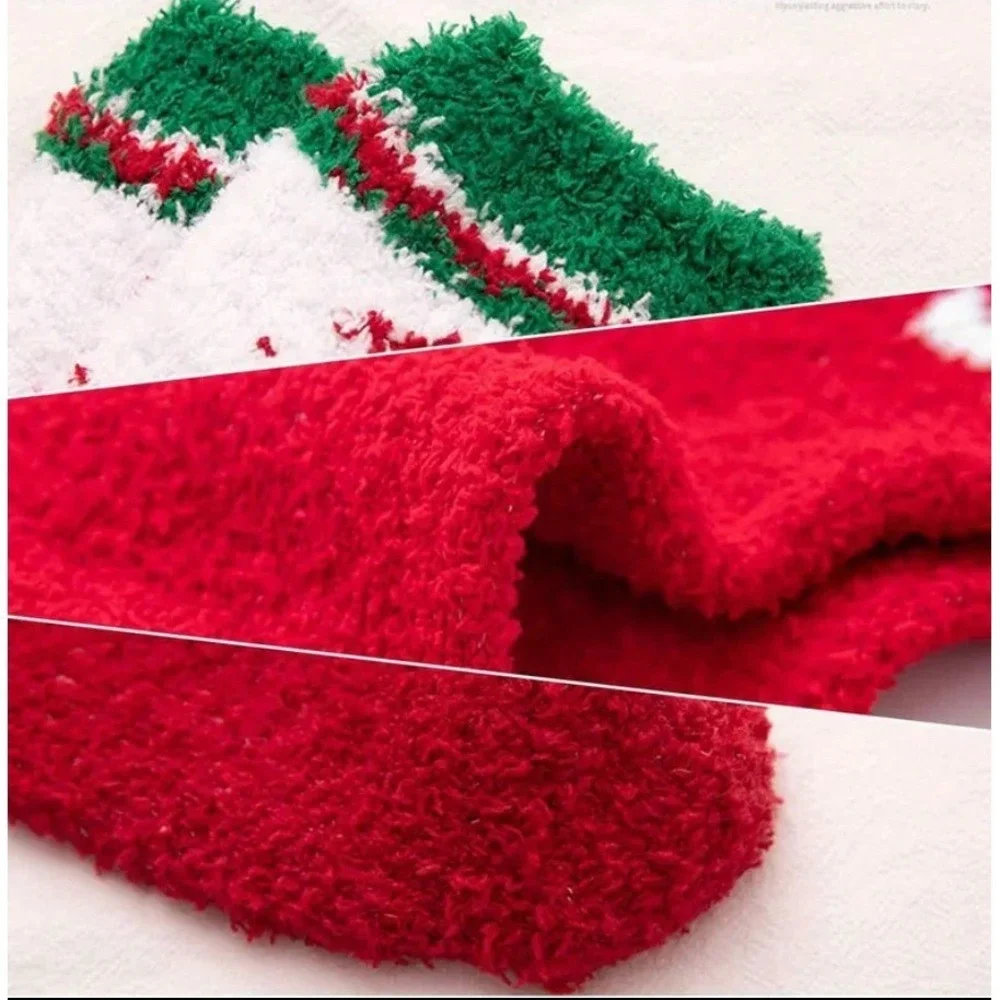 Christmas Heavy Fuzzy Soft Warm Novelty Socks 5pk Reindeer Santa 7-11 NEW‎