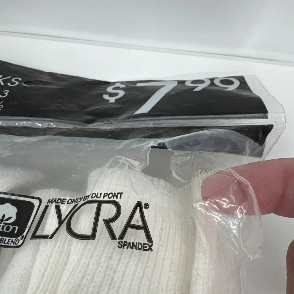 VTG NOS McGregor White Crew Socks 6 Pair Cotton Blend Striped Men 10 13 USA‎ NEW