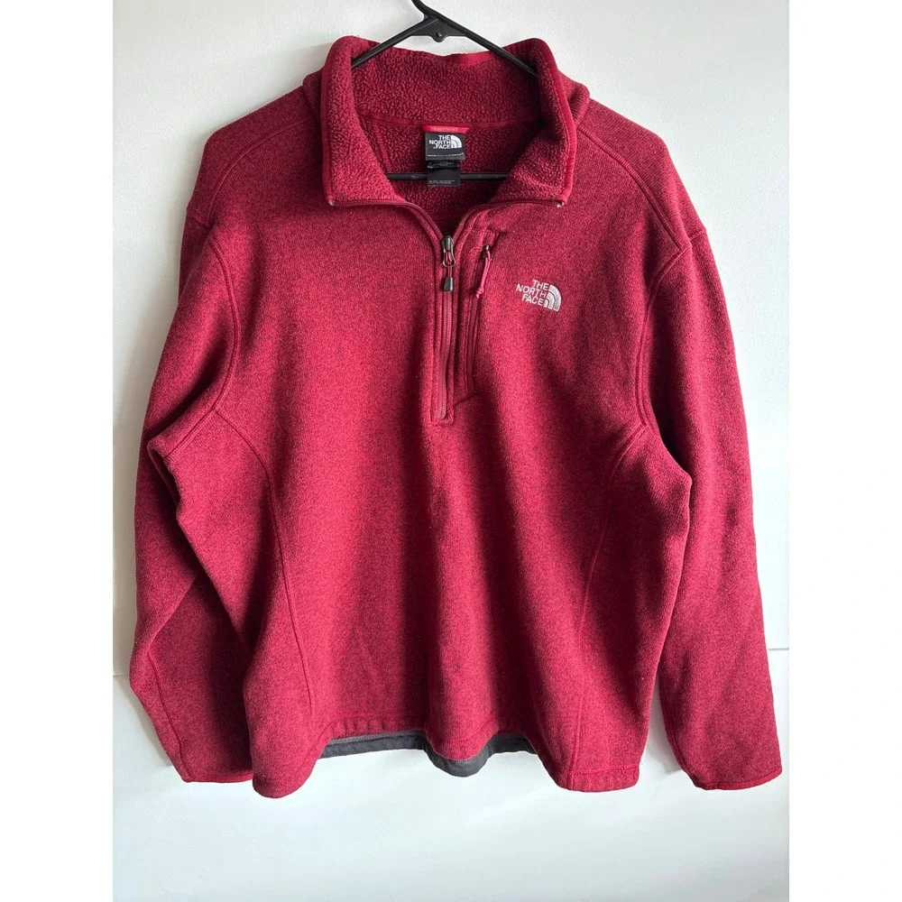 The North Face Gordon Lyons‎ Red Heather Fleece ¼ Zip Pullover Men's XL