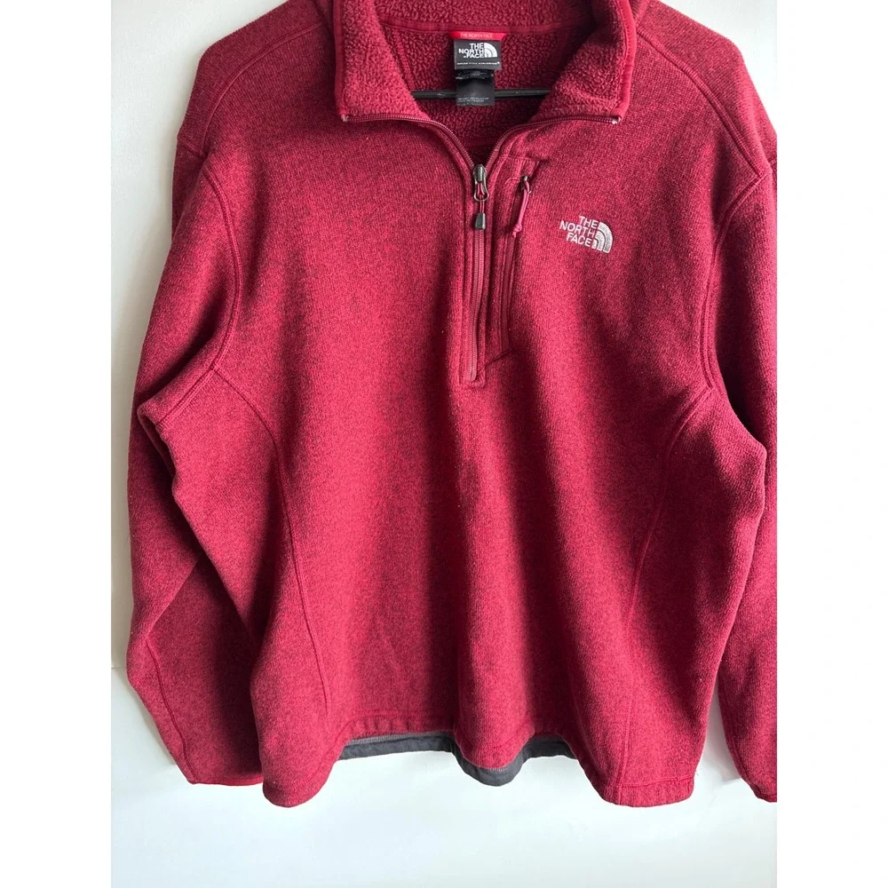 The North Face Gordon Lyons‎ Red Heather Fleece ¼ Zip Pullover Men's XL