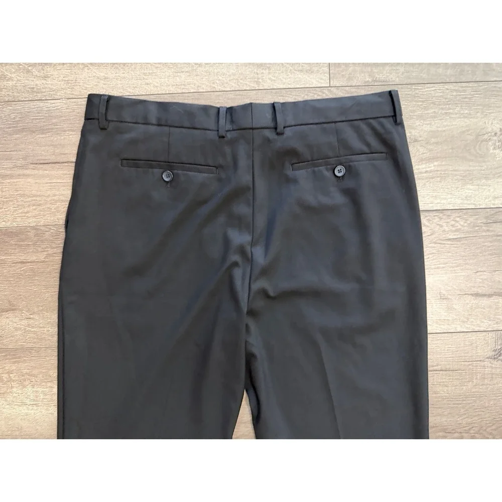 Banana Republic Slim Fit Dress Pants Black Mens 36x32‎ Flat Front Slacks