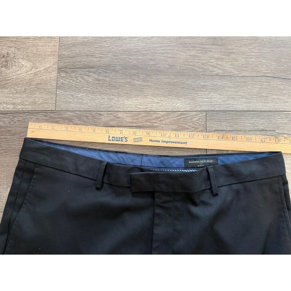 Banana Republic Slim Fit Dress Pants Black Mens 36x32‎ Flat Front Slacks