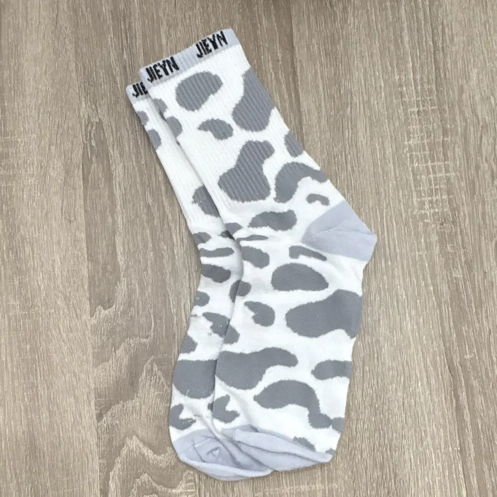 Women’s Crew Socks 4 Pairs Cow Print Western Cowgirl Multicolor One Size