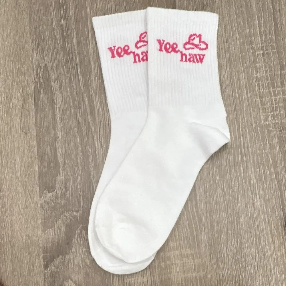 Women’s Crew Socks 4 Pairs Cow Print Western Cowgirl Multicolor One Size