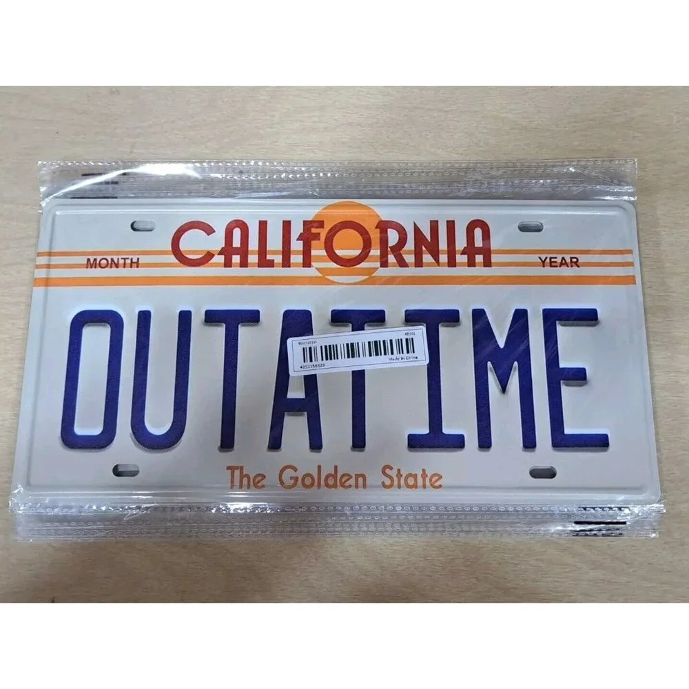 Outatime License California Novelty Plate Back‎ to the Future, Metal, New