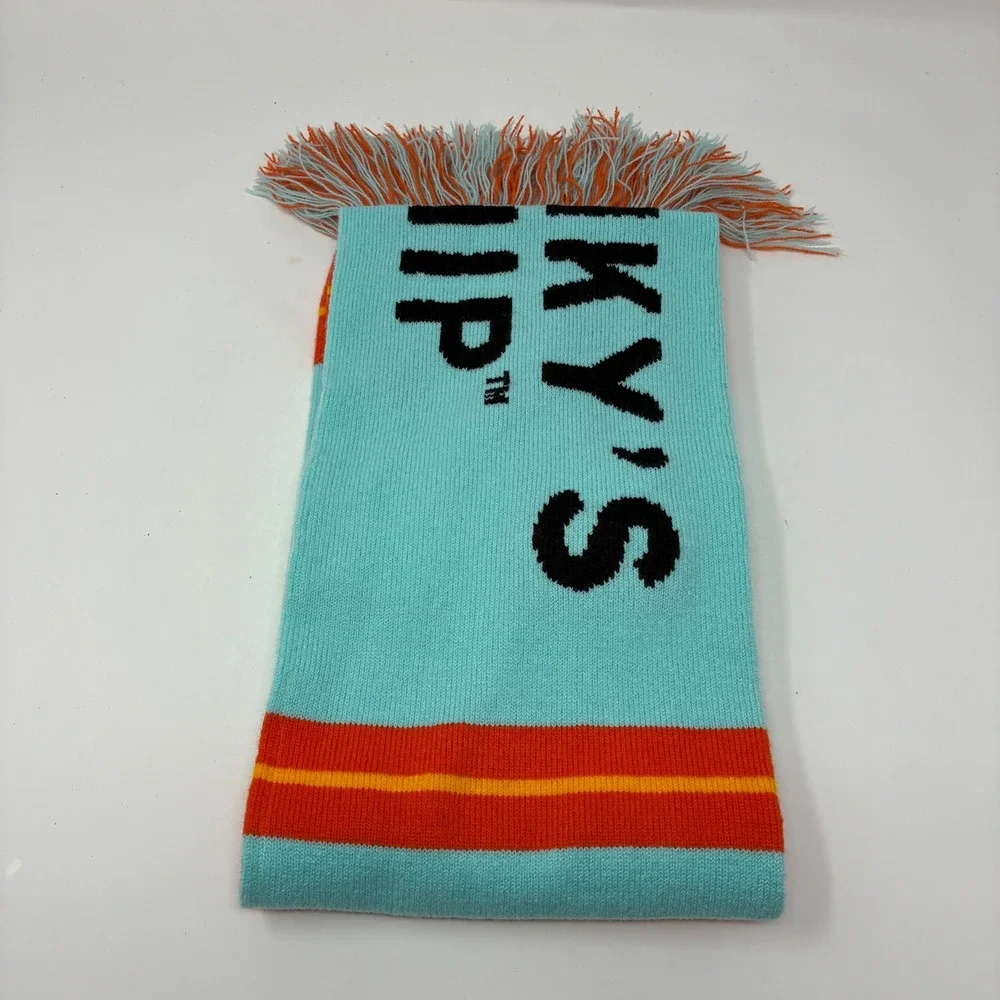 Shanky's Whip Irish Whiskey Knit‎ Scarf Aqua Blue Orange Ostrich Logo Promo