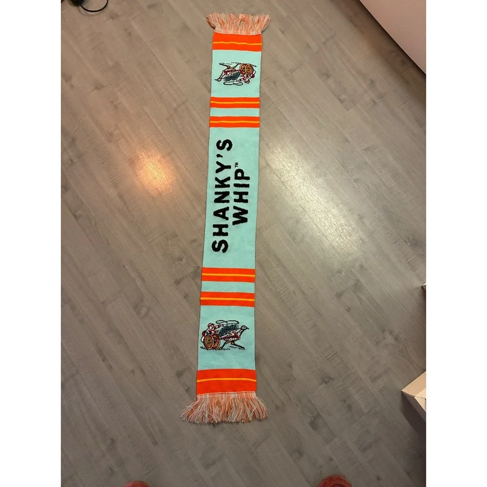 Shanky's Whip Irish Whiskey Knit‎ Scarf Aqua Blue Orange Ostrich Logo Promo
