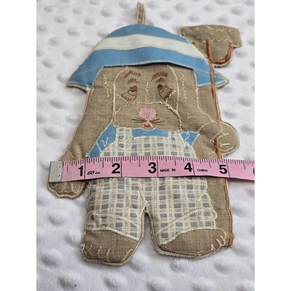 Quilted Handmade Puppy Dog Kitsch Wall Hanging Potholder Hobo Overall Sam Decor