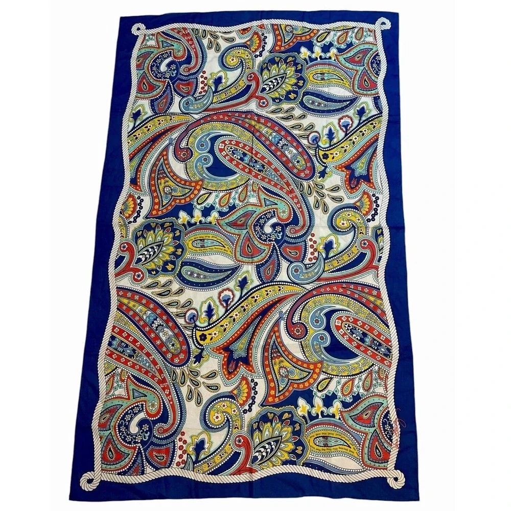 Vera Bradley Paisley Scarf Wrap Sarong‎ Womens Blue  Boho Nautical Summer