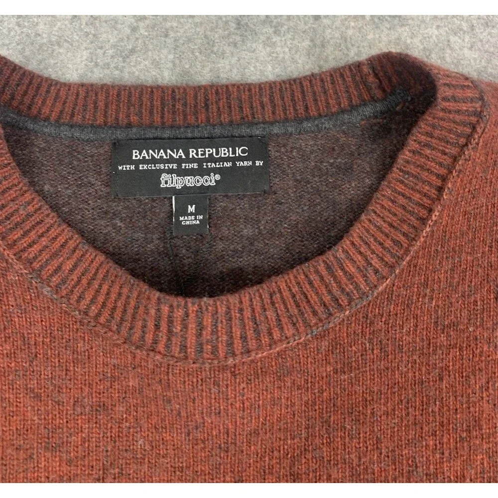 Banana Republic Filpucci Wool Blend Pullover Sweater Burnt Orange, Men’s Medium