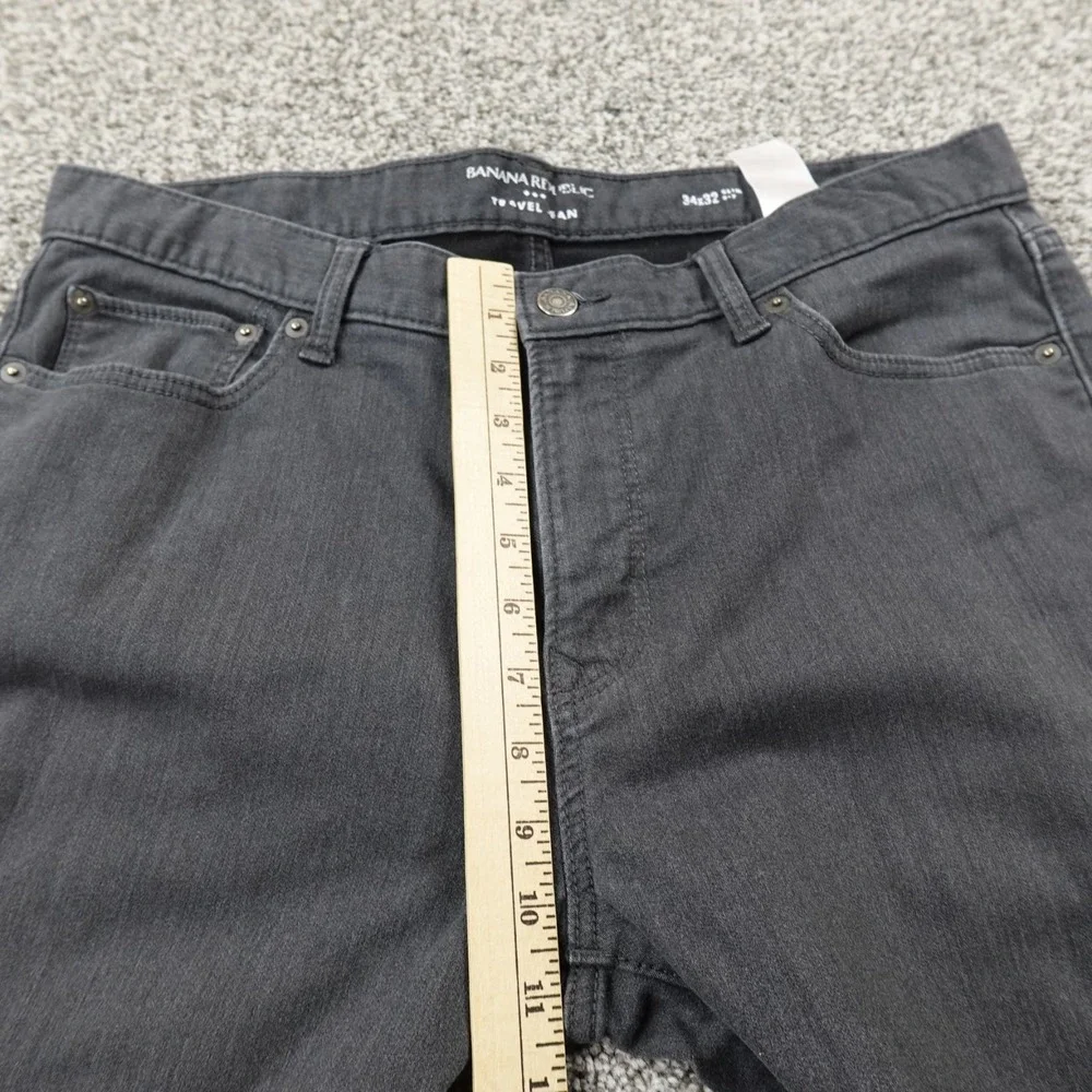 Banana‎ Republic Jeans Mens 34X32 Black Denim Pants Traveler Slim Stretch Preppy